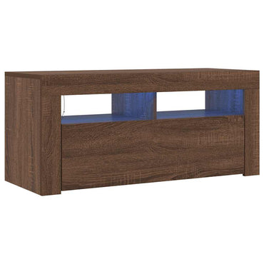 Meuble TV vidaXL avec lumières LED marron aspect chêne 90x35x40 cm
