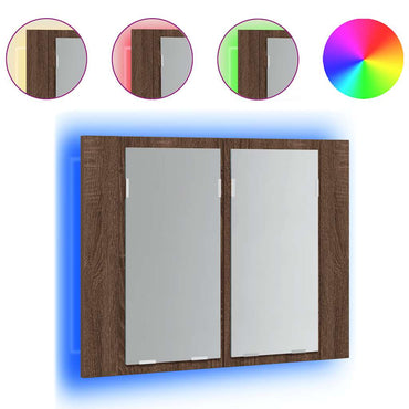 vidaXL LED-Spiegelschrank Braun Eichen-Optik 60x12x45 cm Holzwerkstoff