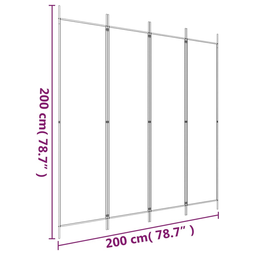 vidaXL 4-tlg. Paravent Weiß 200x200 cm Stoff