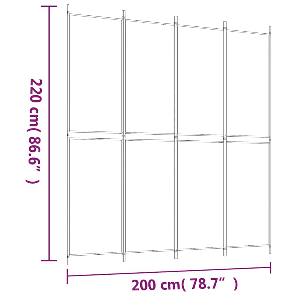 vidaXL Paravent à 4 panneaux Tissu Noir 200x220 cm