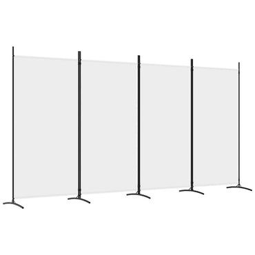 vidaXL 4-tlg. Paravent Weiß 346x180 cm Stoff