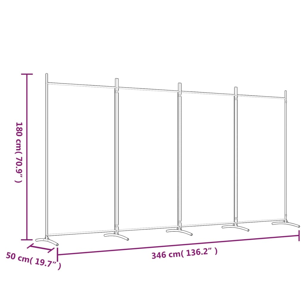 vidaXL 4-tlg. Paravent Braun 346x180 cm Stoff