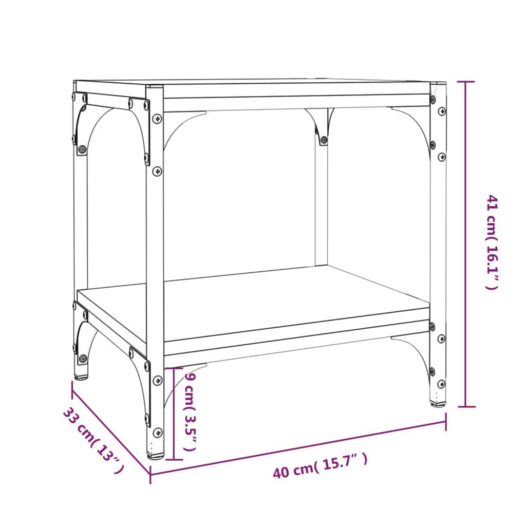 Meuble TV vidaXL noir 40x33x41 cm en bois d'ingénierie et acier