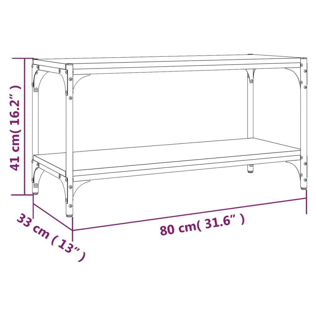 vidaXL Meuble TV chêne fumé 80x33x41 cm bois d'ingénierie et acier