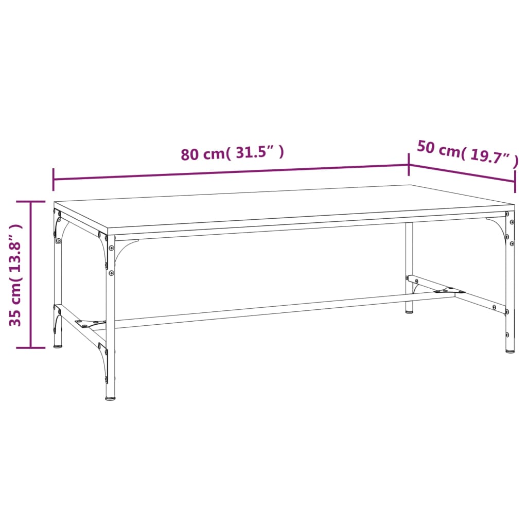 vidaXL Couchtisch Braun Eichen-Optik 80x50x35 cm Holzwerkstoff