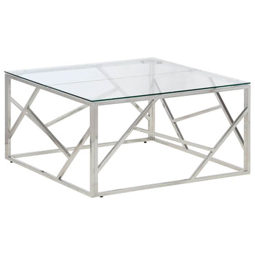 vidaXL Couchtisch Silbern Edelstahl und Hartglas