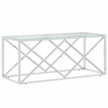 vidaXL Table basse 110x45x45 cm Acier inoxydable et Verre