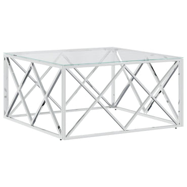 vidaXL Table basse 80x80x40 cm en acier inoxydable et verre