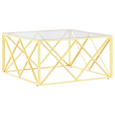 vidaXL Table basse 80x80x40 cm en acier inoxydable et verre
