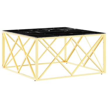 vidaXL Table basse dorée 80x80x40 cm Acier inoxydable et verre