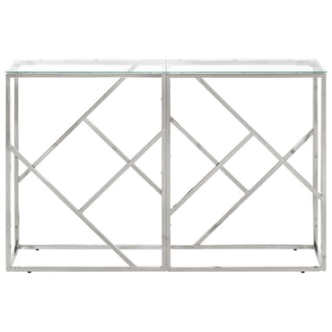 vidaXL Table console Argenté Acier inoxydable et Verre trempé