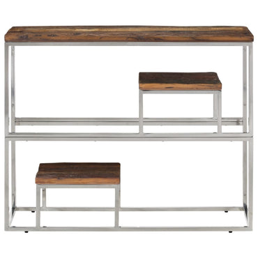 vidaXL Table console Argent Acier inoxydable et traverses en bois massif