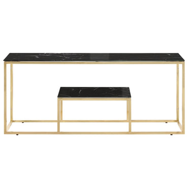 vidaXL Couchtisch Golden Edelstahl und Hartglas
