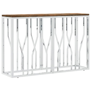 vidaXL Table console en acier inoxydable et bois de récupération massif