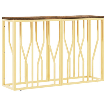 vidaXL Console plaquée en acier inoxydable doré et bois de récupération massif