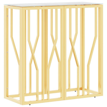 vidaXL Console dorée 70x30x70 cm acier inoxydable et verre