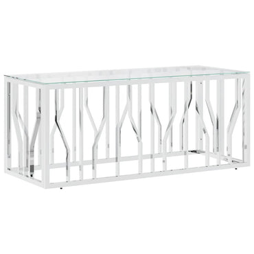 vidaXL Table basse 110x45x45 cm Acier inoxydable et Verre