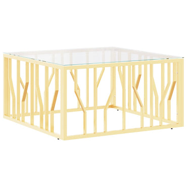 vidaXL Table basse dorée 80x80x40 cm Acier inoxydable et verre
