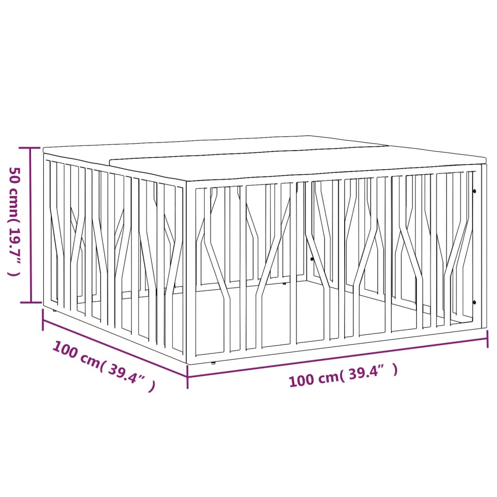 vidaXL Table basse argentée en acier inoxydable et bois de récupération massif