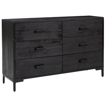 vidaXL Commode noir 110x35x70 cm Pin massif