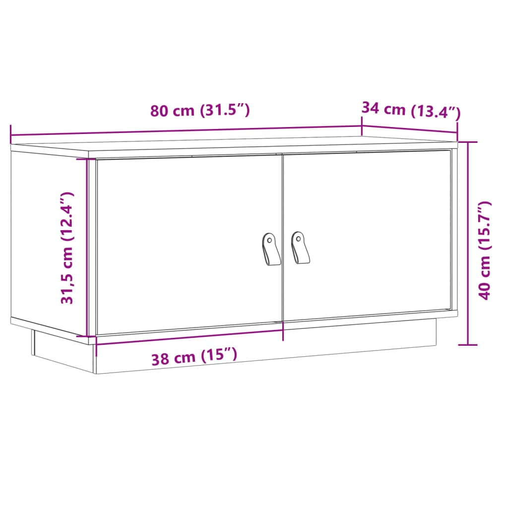 vidaXL TV-Schrank Honigbraun 80x34x40 cm Massivholz Kiefer