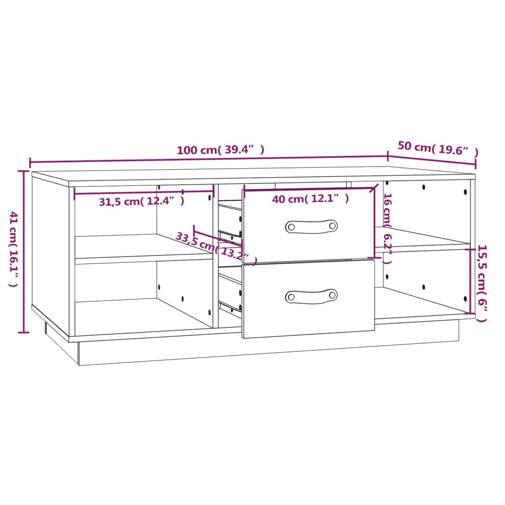 vidaXL Couchtisch Weiß 100x50x41 cm Massivholz Kiefer