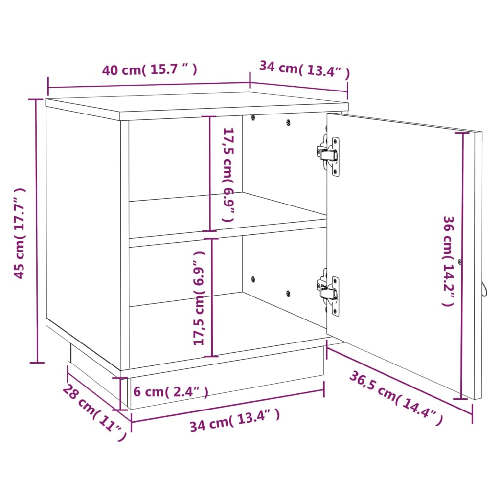 vidaXL Tables de chevet 2 pcs 40x34x45 cm Bois de pin massif