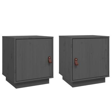 vidaXL Tables de chevet 2 pcs Gris 40x34x45 cm Pin massif