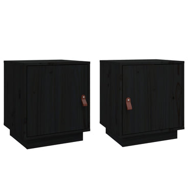 vidaXL Tables de chevet 2 pcs Noir 40x34x45 cm Bois de pin massif