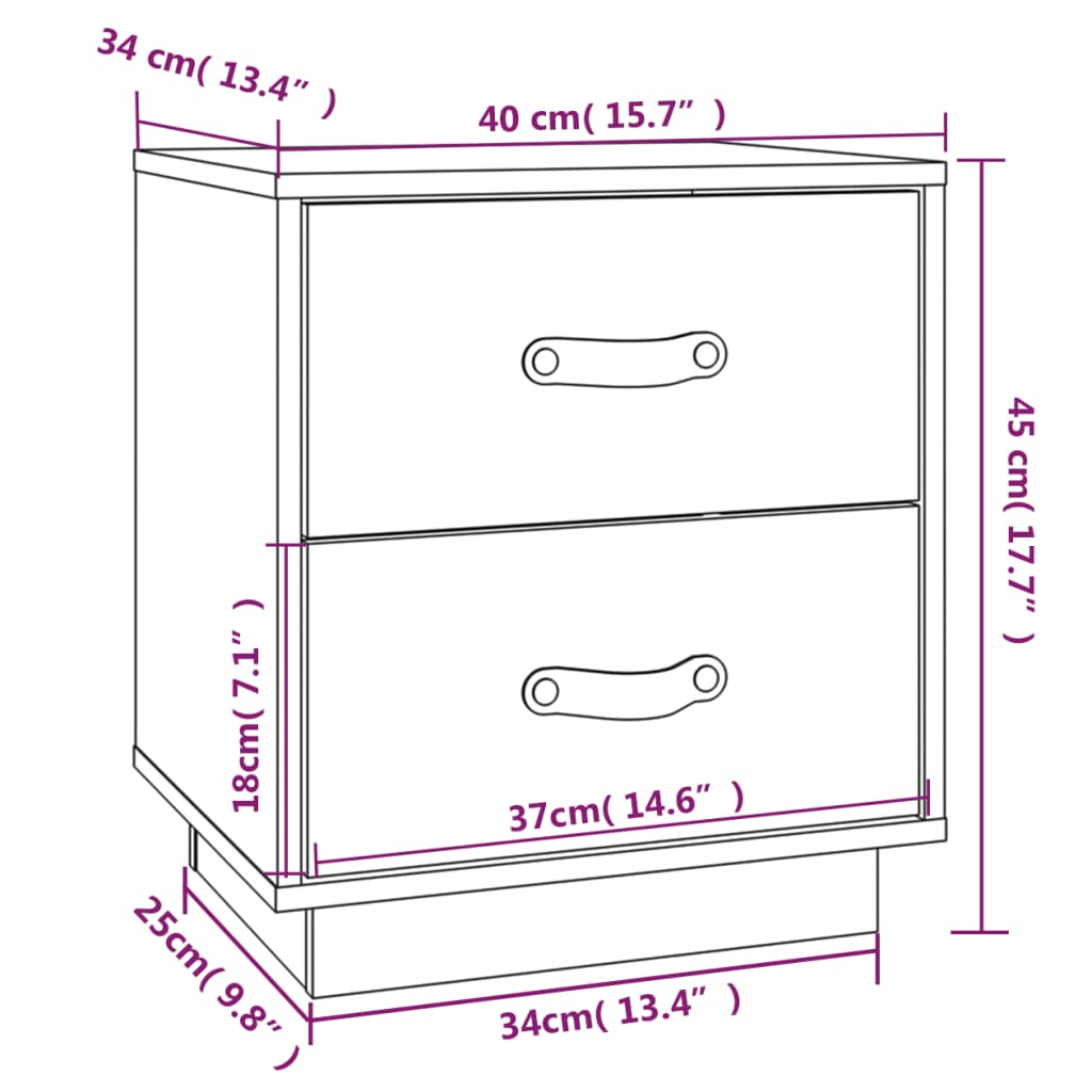 vidaXL Tables de chevet 2 pcs Blanc 40x34x45 cm Bois de pin massif
