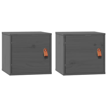 vidaXL Wandschränke 2 Stk. Grau 31,5x30x30 cm Massivholz Kiefer