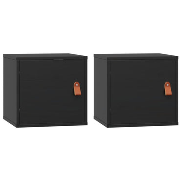 vidaXL Wandschränke 2 Stk. Schwarz 31,5x30x30 cm Massivholz Kiefer