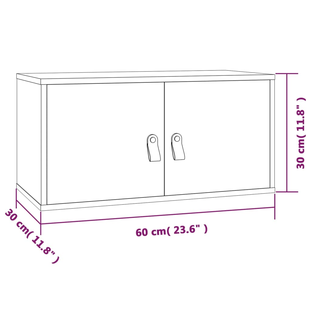 vidaXL Wandschrank Weiß 60x30x30 cm Massivholz Kiefer