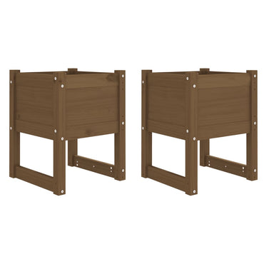 vidaXL Jardinières 2 pcs Marron miel 40x40x52,5 cm Bois de pin massif