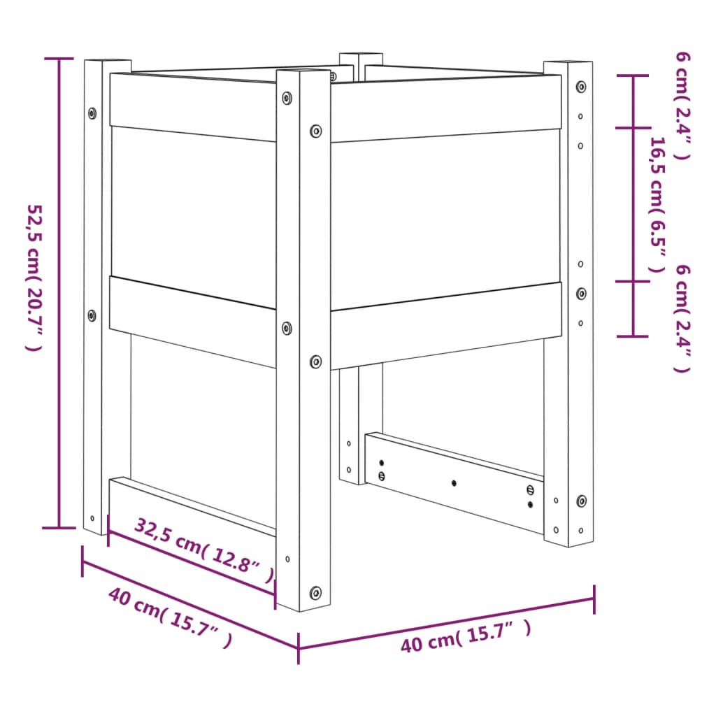 vidaXL Jardinières 2 pcs Marron miel 40x40x52,5 cm Bois de pin massif