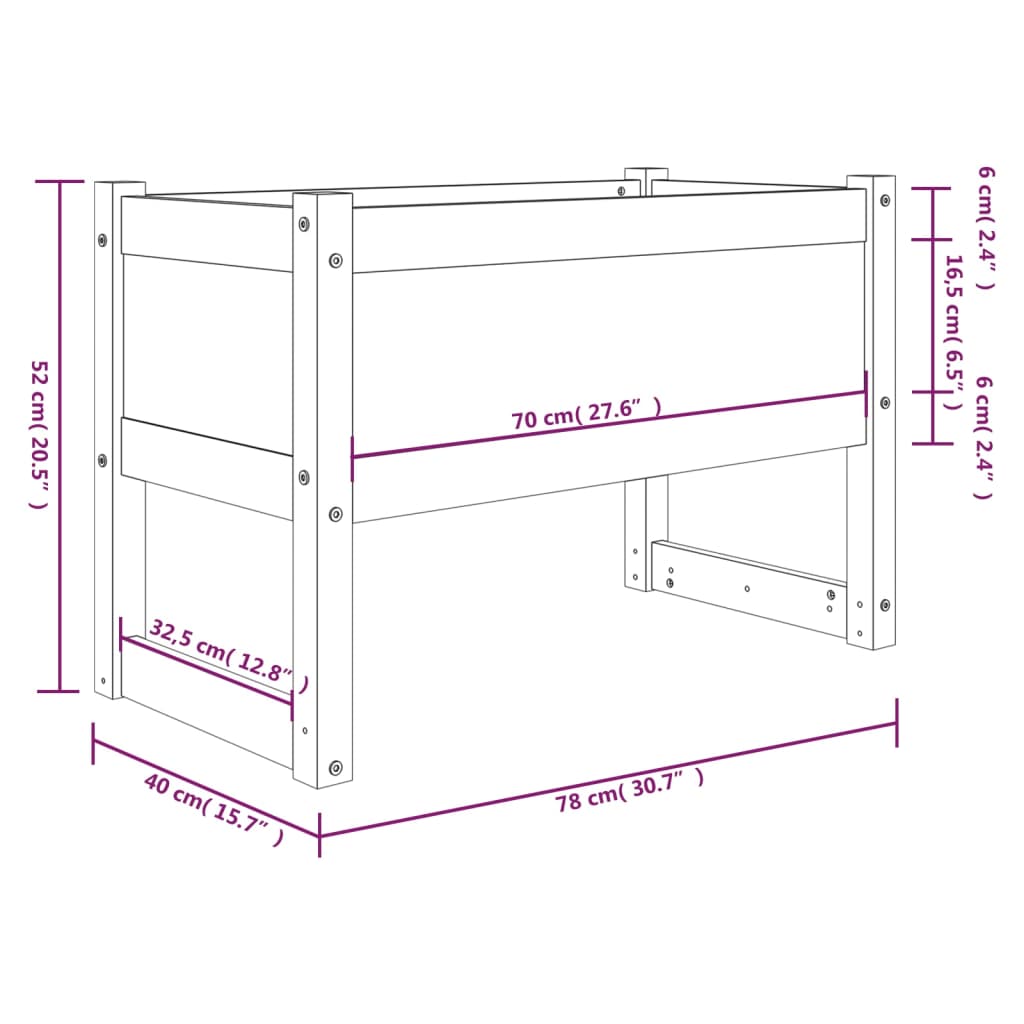 vidaXL Jardinière Bois de pin massif Marron miel 78x40x52 cm