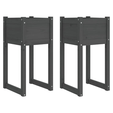 vidaXL Jardinières 2 pcs Gris 40x40x81 cm Bois de pin massif