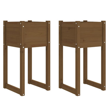 vidaXL Jardinières 2 pcs Marron miel 40x40x81 cm Bois de pin massif