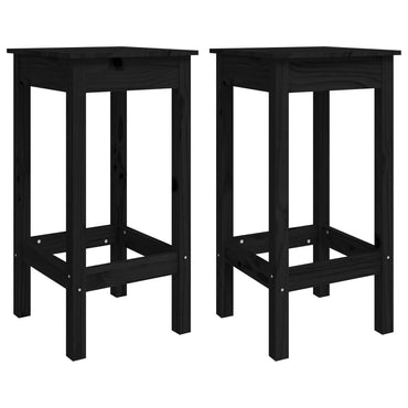vidaXL Tabourets de bar 2 pcs noir 40x40x78 cm bois de pin massif