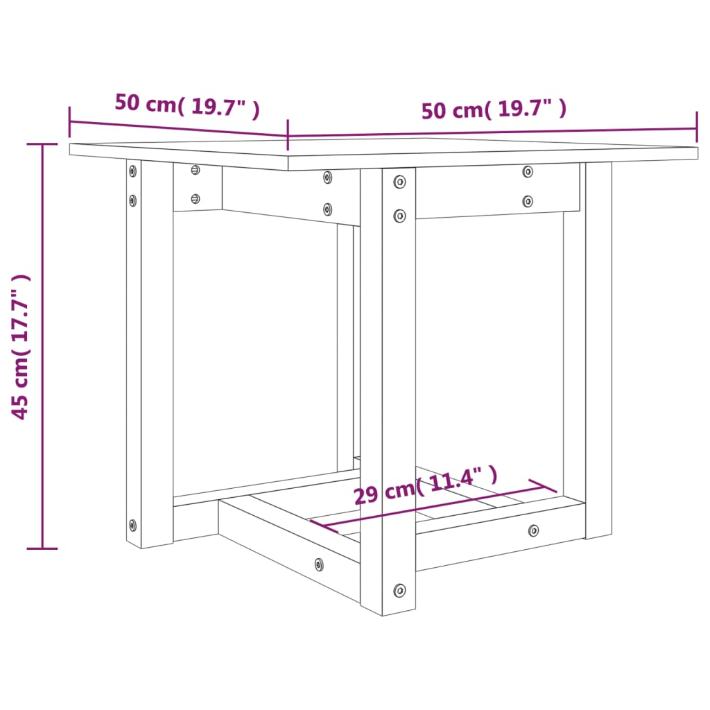 vidaXL Table basse 50x50x45 cm Bois de pin massif