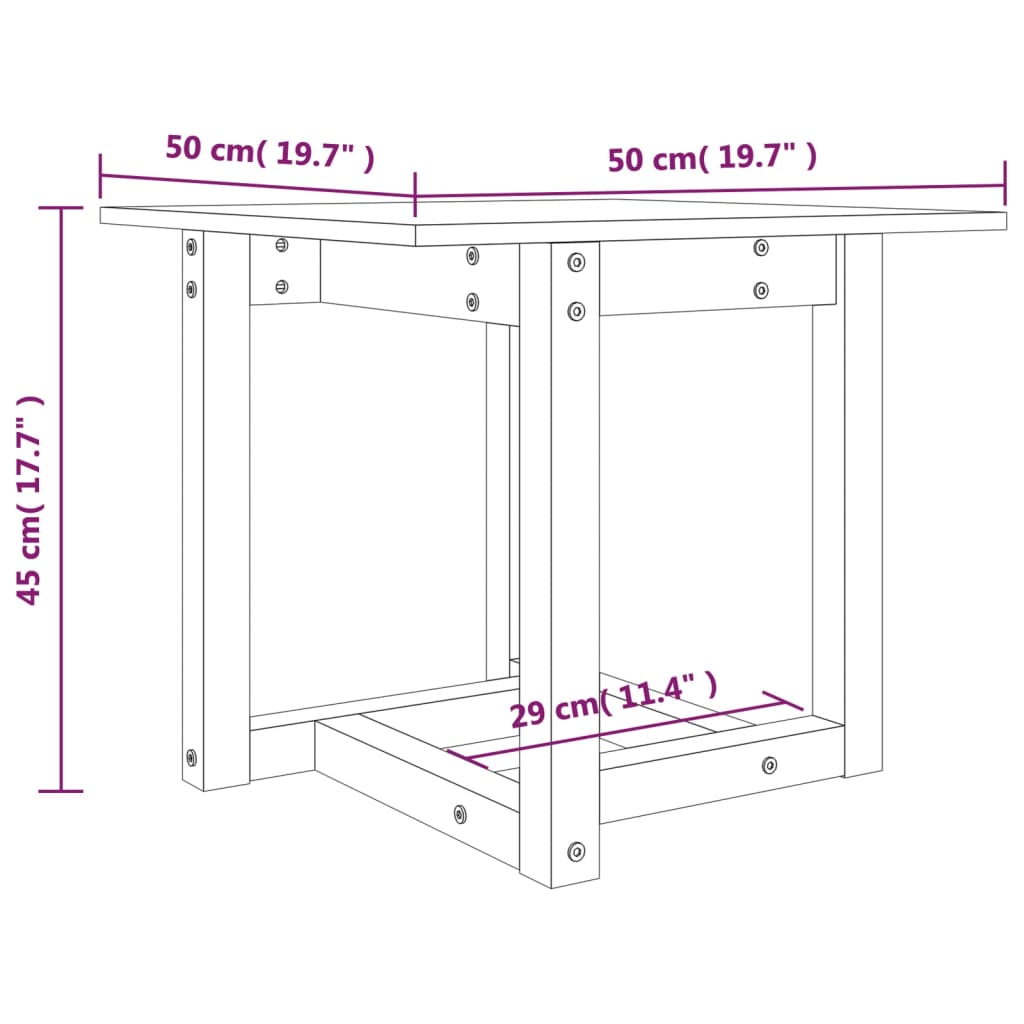 vidaXL Table basse noire 50x50x45 cm Bois de pin massif