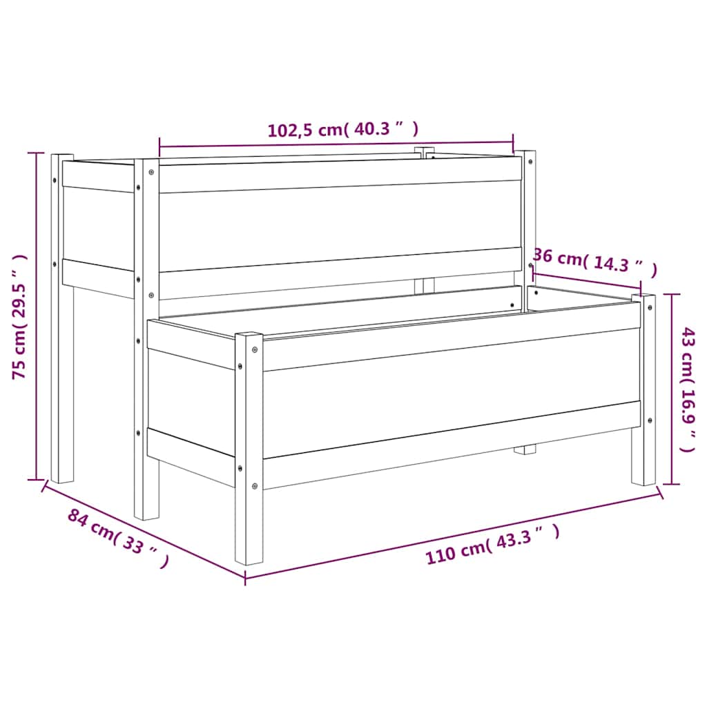 vidaXL Jardinière Bois de pin massif Blanc 110x84x75 cm