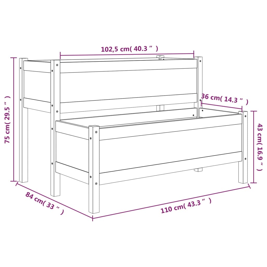 vidaXL Jardinière Gris 110x84x75 cm Bois de pin massif