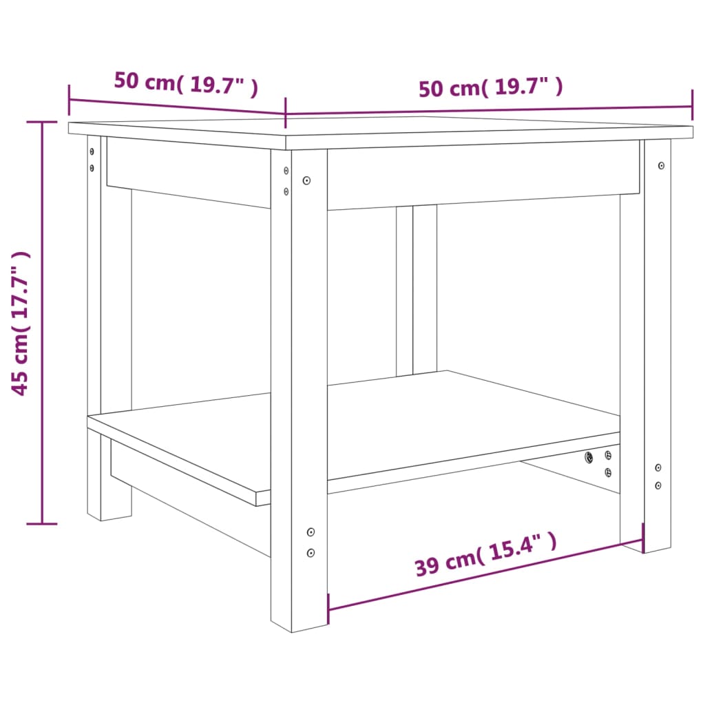 vidaXL Table basse 50x50x45 cm Bois de pin massif