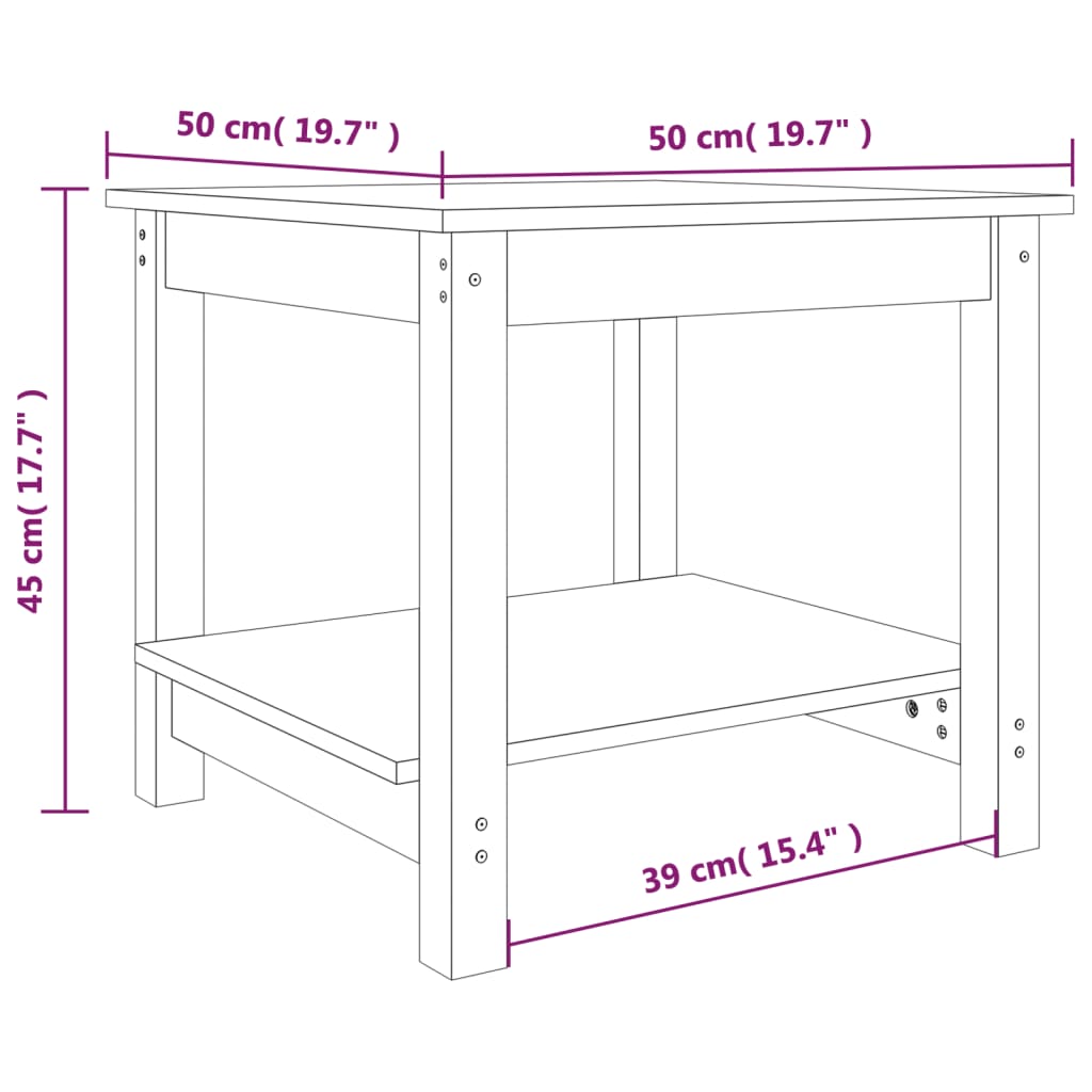 vidaXL Couchtisch Schwarz 50x50x45 cm Massivholz Kiefer