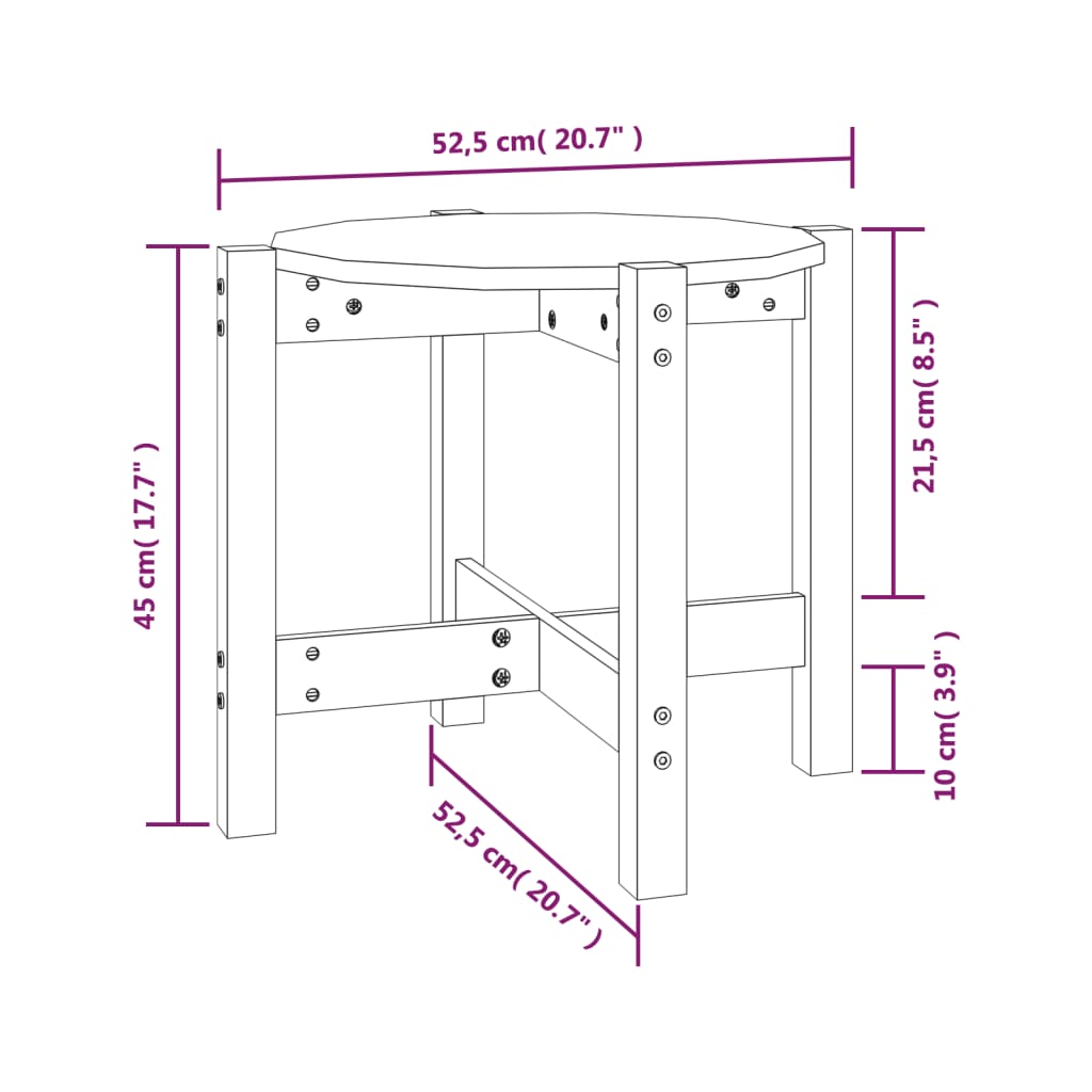 vidaXL Couchtisch Honigbraun Ø 52,5x45 cm Massivholz Kiefer