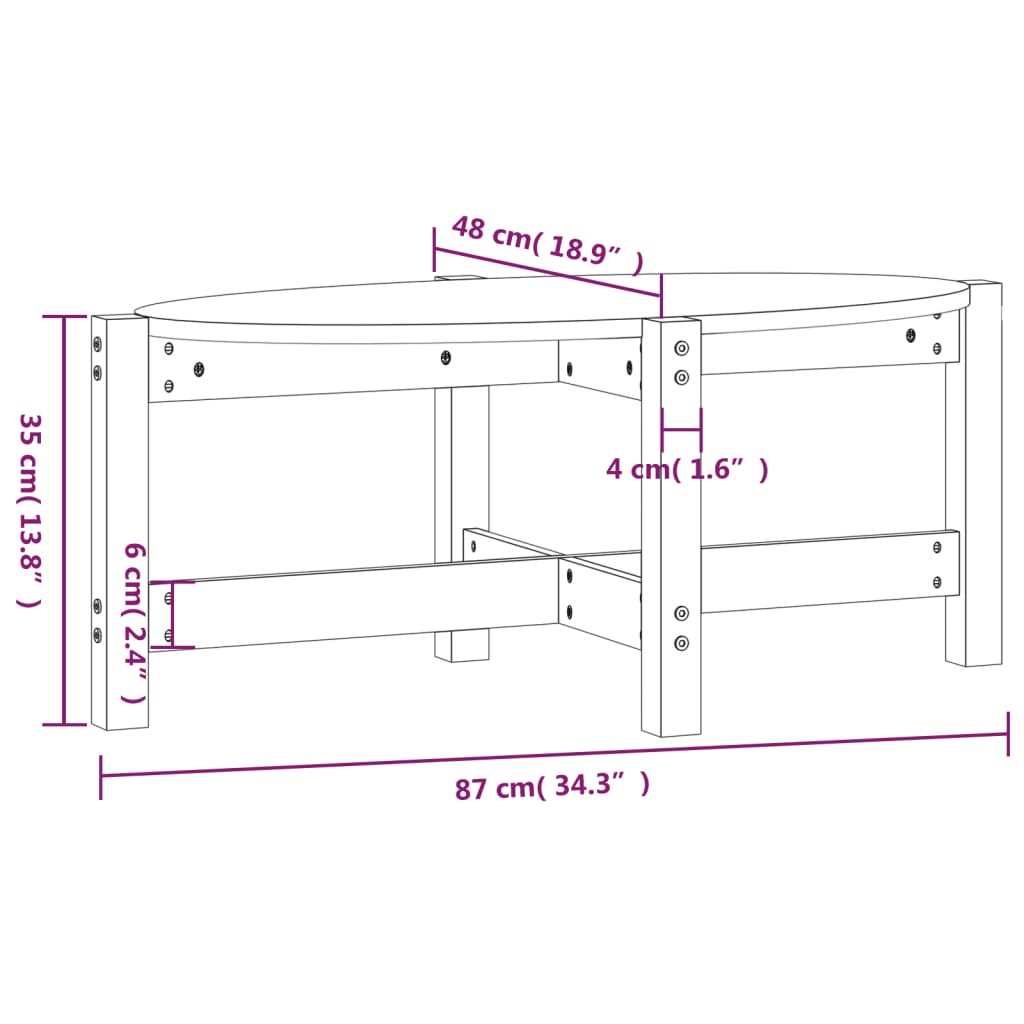 vidaXL Couchtisch 87x48x35 cm Massivholz Kiefer