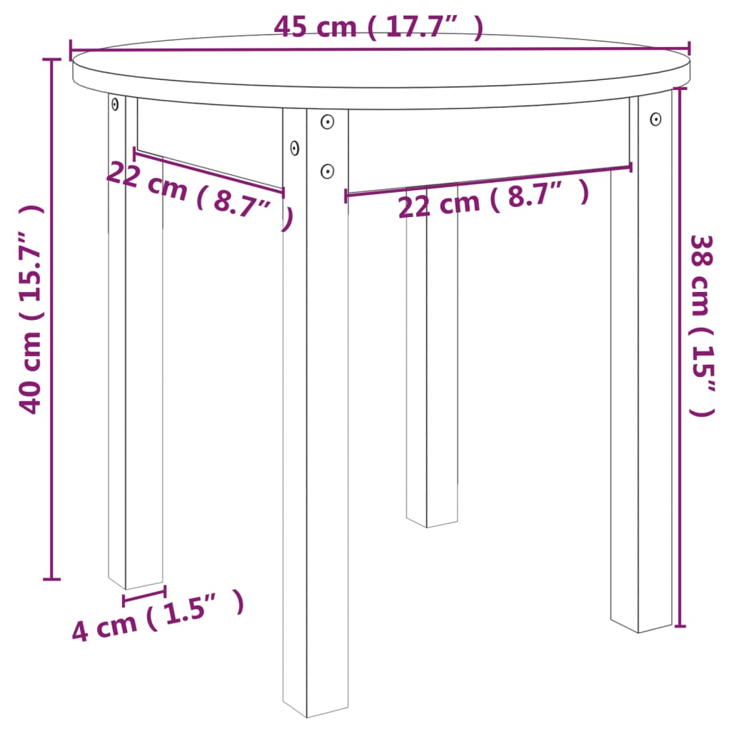 vidaXL Table basse marron miel Ø 45x40 cm Pin massif