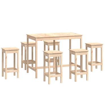vidaXL Ensemble de bar 7 pcs Bois de pin massif