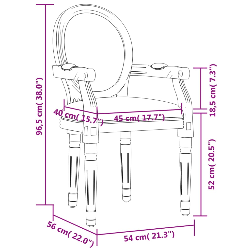 vidaXL Chaise de salle à manger gris foncé 54x56x96,5 cm tissu